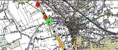 2 is OK (in green) The noise barrier at kilometer point 162 exceeds its limited calculation to the wind (in