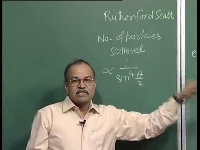 (Refer Slide Time: 23:30) If you remember the number in the Rutherford scattering, what we call Rutherford scattering, the number of particles scattered, is proportional to 1 over sin to the power 4