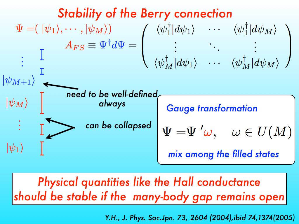 ulk xy of the Filled Fermi sea & Dirac Sea Integration of the Nonbelian erry Connection of the Fermi Sea & Dirac Sea H j (k) j (k) = j (k) j (k) Technology 1 Physical gap (many body) Numerical