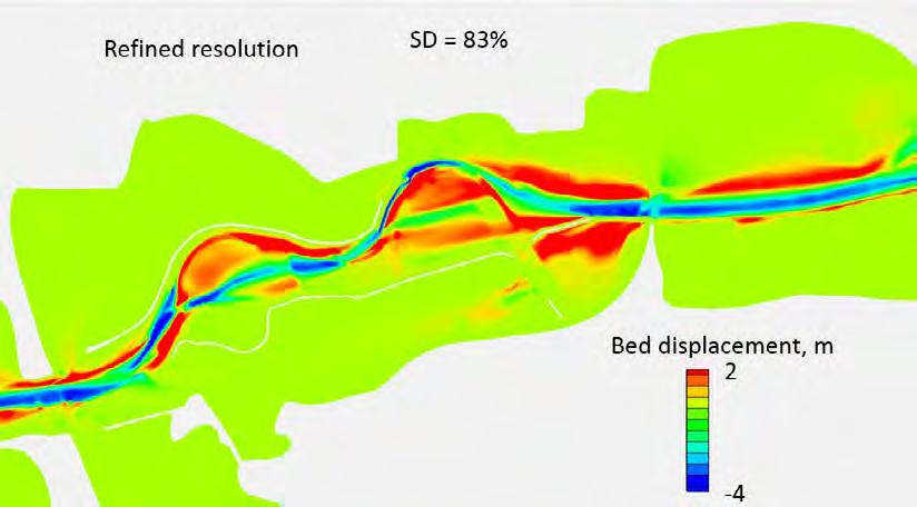 Bed displacement for 100-year flood
