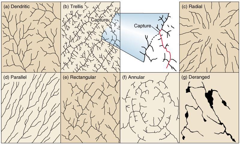 Landscape Drainage Patterns Treelike pattern Folded topography Volcanoes Steep