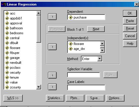 If you then click OK (or Paste and run the syntax) SPSS will present you with the results of the OLS regression. 1.