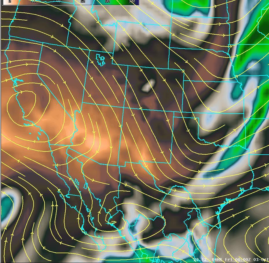 Upper Level Forecast Chart (Image is Moisture) Thursday Thursday: High pressure aloft begins to strengthen to the
