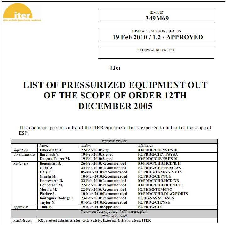 2.1 ESPN final document Legal base of the classification as «out of the scope of ESP» Decree No. 99-1046 dated 13th December 1999 concerning pressure equipment Article 2 Amended by Decree No.