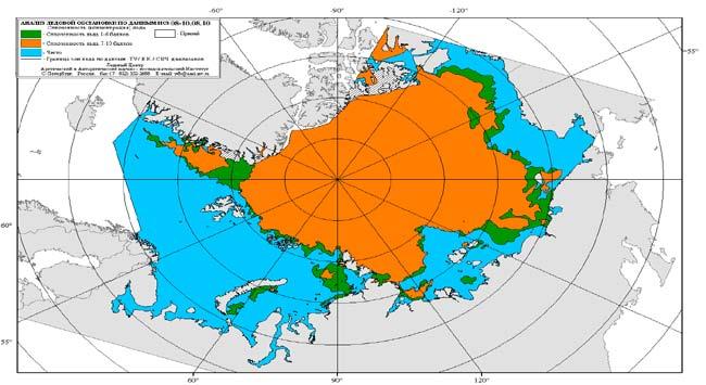 for 12-15.08.2007 Arctic ice map for 11-13.08.2008 Arctic ice map for 9-11.