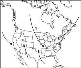 4. The arrows on the map represent the movement of air masses across North America.