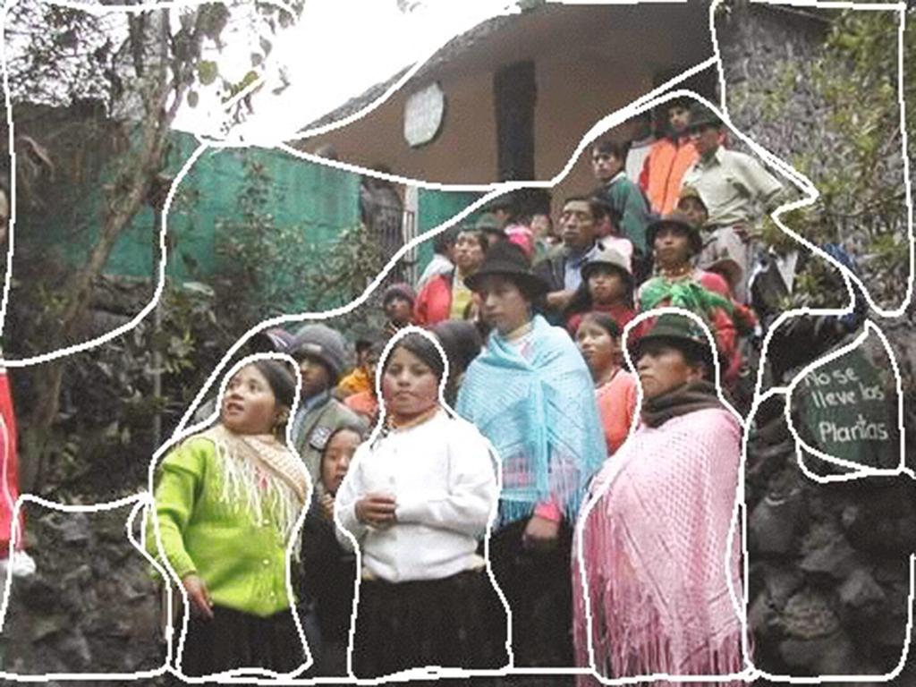 370 P. Kordjamshidi et al. Fig. 2. About 20 kids in traditional clothing and hats waiting on stairs. A house and a green wall with gate in the background.