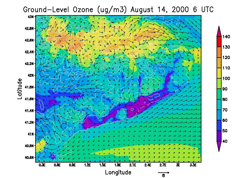 Daily Ozone Cycle (µg/m 3 ), August 14 2000