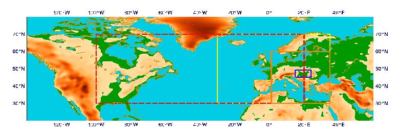 Sensitivity experiments Atlantic Ocean and Western Europe (target domain 1.