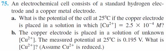 Cell Potential and Concentration The potential of a galvanic cell can be related to the concentrations of their components using the relationship between free energy and concentration: G = G 0 +
