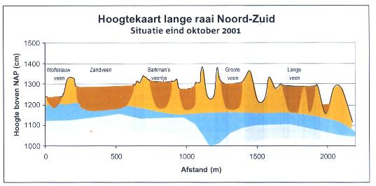 Figure 23: Map of transect Verschoor et al. (2003) in October 2001 (dry situation). Blue is water saturated sand, Orange is dry sand, brown is peat. Figure 24: Map of transect Verschoor et al.