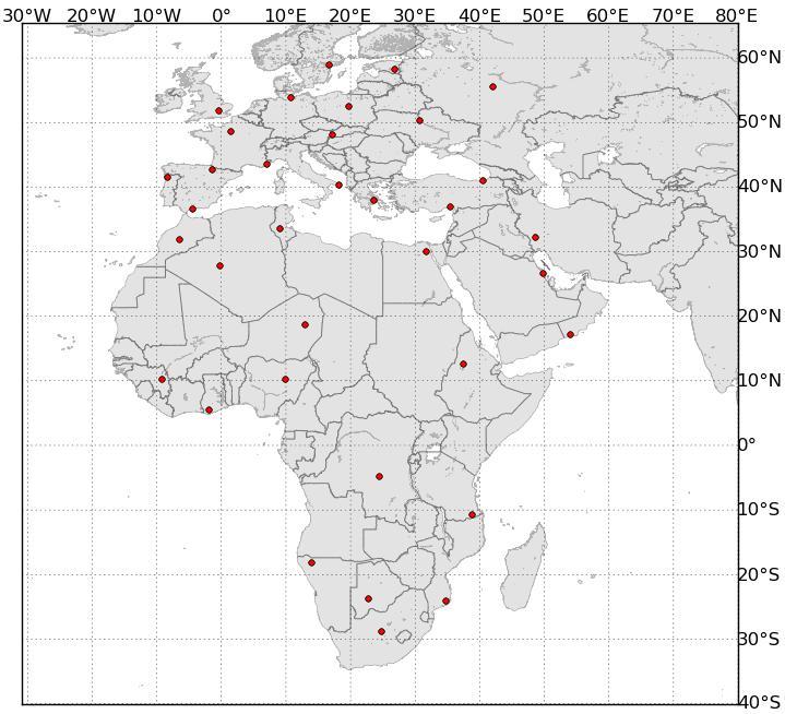 Fig 3. The distribution of the test sites.