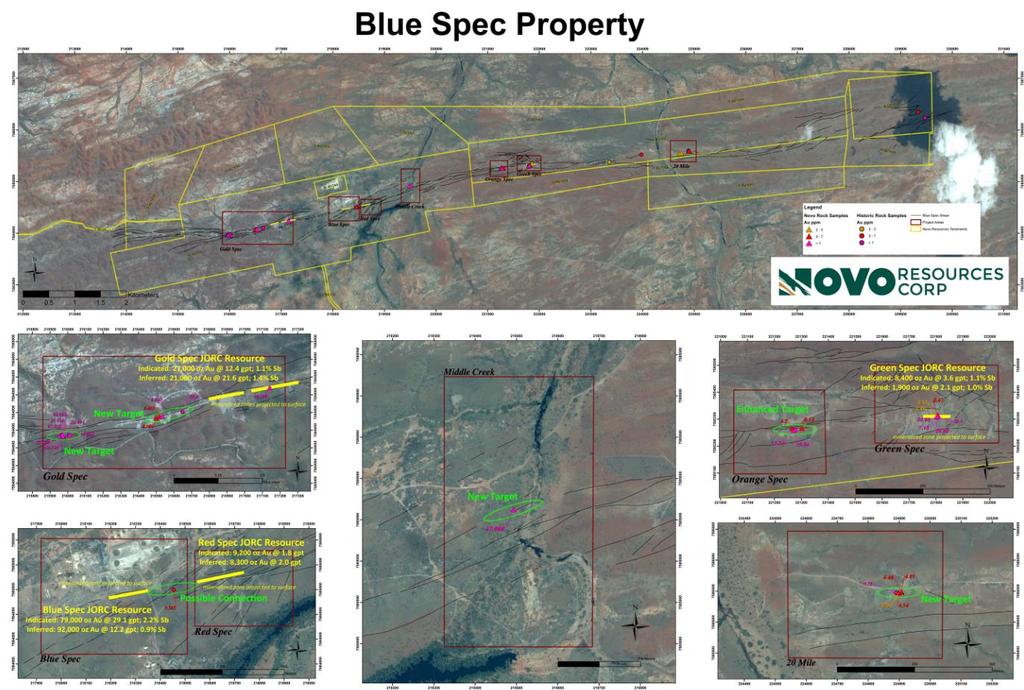(Figure 3: Sample location map showing locations of Novo s comprehensive review of the Blue Spec