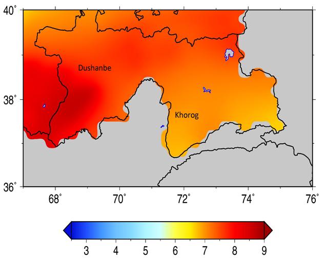 In the process of updating probabilistic seismic hazard assessment (PSHA) maps in Central Asia, a first step is the evaluation of the seismic hazard in terms of macroseismic intensity.
