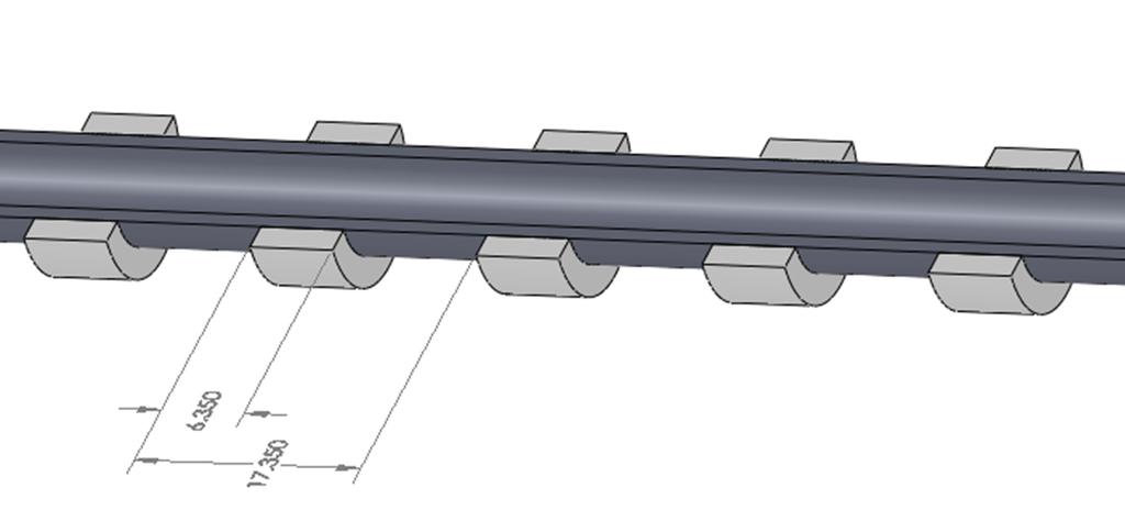 Figure 2-10: Cross section of the sample holder. The white component is made of G10, the grey component is half a stainless steel tube. Dimensions in mm.