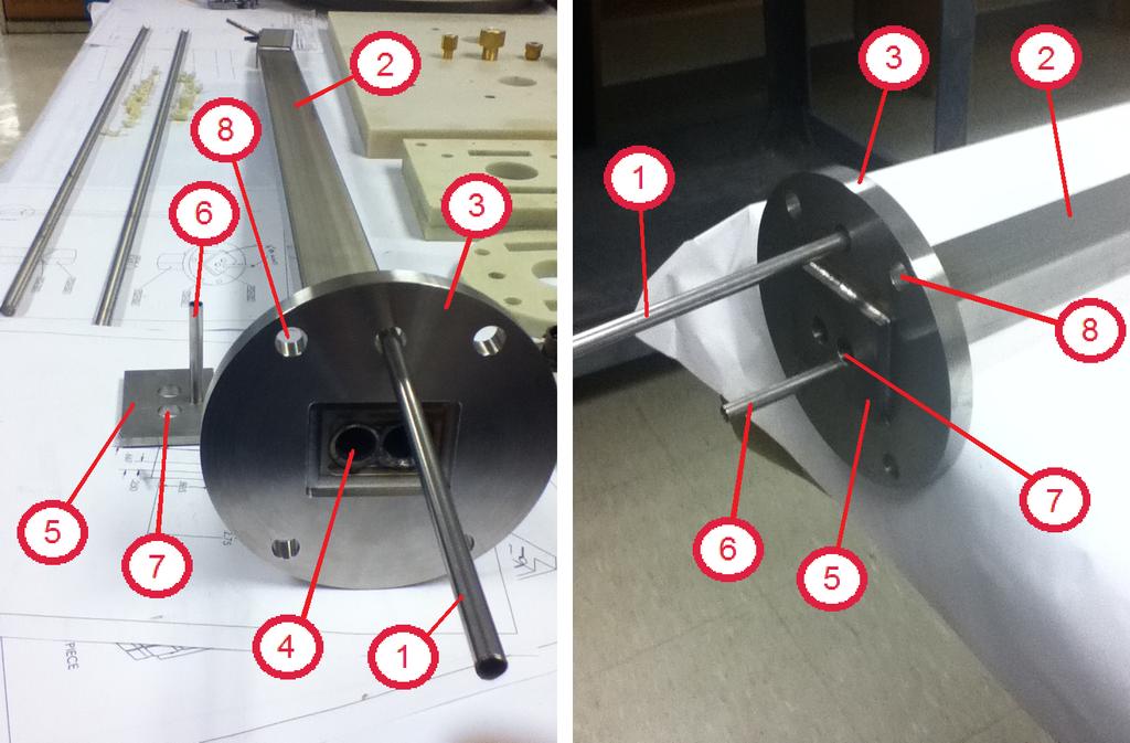 Figure 3-1: Picture of the top of the vacuum canister. Left: during its construction. Right: after finishing the canister construction.