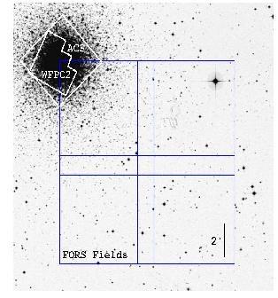 RADIAL DISTRIBUTION OF MULTIPLE POPULATIOND IN NGC1851: Zoccali et al. (2009) estimated the radial extent of the double SGB from 1.