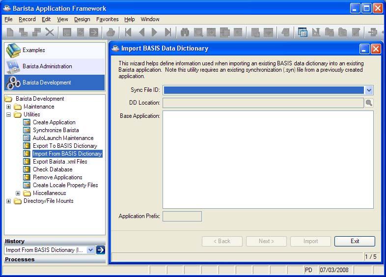 In Sync File ID, select the synchronization file created in the Create Application Utility. b. In DD Location, enter the directory containing the BASIS dictionary files you wish to access.