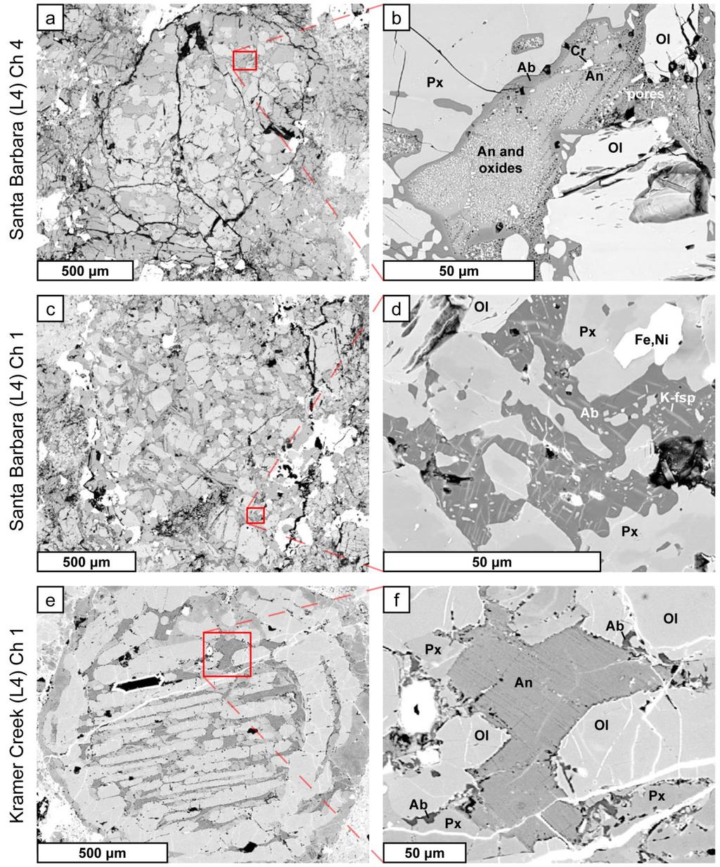 Page of 0 0 0 0 0 0 Fig.. BSE images of occurrences of feldspar within relict chondrules in L chondrites.