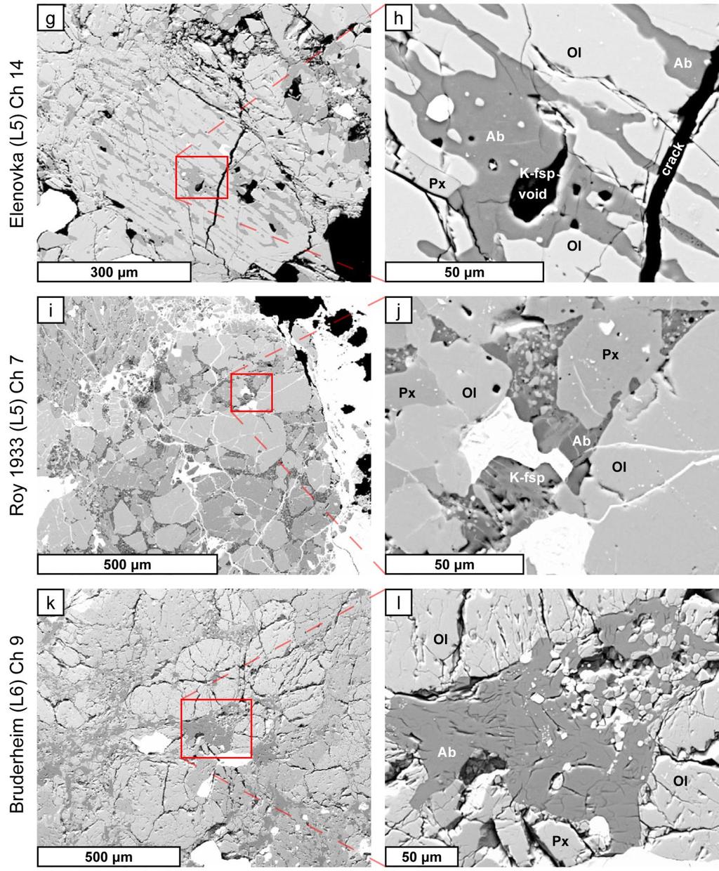 Page of 0 0 0 0 0 0 Fig. (cont.). BSE images of occurrences of feldspar within relict chondrules in L chondrites.