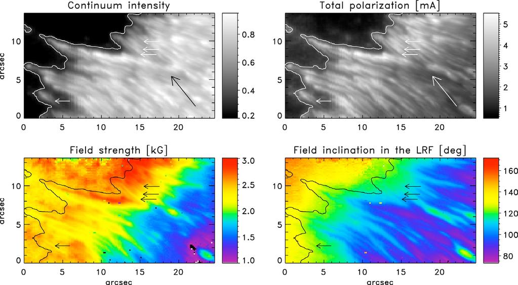 Magnetic properties of dark-cored penumbral filaments Bellot Rubio et al., ApJL (2007) Fe I 630.
