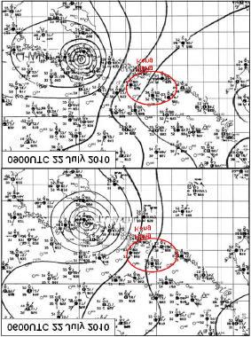 Figure 6 Streamline analysis at the 200hPa level at 00UTC (i.e. 08HKT) on 22 July 2010 showed that there was an area of strong upper level divergence over the northern part of the South China Sea and the coast of Guangdong.