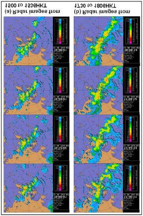 the reference of the weather forecasters in Hong Kong. Figure 10 The number of total lightning counts detected within a 128-kilometre square grid over Hong Kong from 1400 to 2100HKT on 22 July 2010.