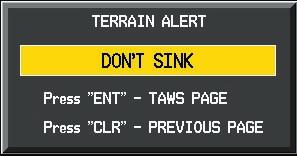 TAWS/TERRAIN Negative Climb Rate After Takeoff Alert (NCR) The purpose of the Negative Climb Rate After Takeoff alert is to provide suitable alerts to the crew when the system determines that the
