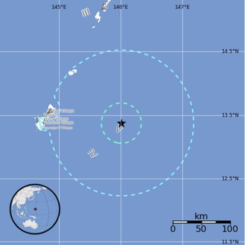 EST, January 22, 2014 Offshore 85 miles E of Hagatna, Guam Depth of
