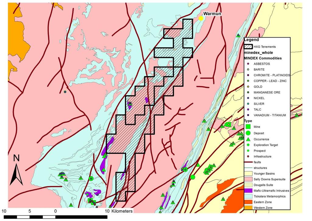 Figure 3: Hexagon s Tenement Holdings at the Mabel Downs Project Orogenic Gold in the Halls Creek Project Area (See Figure 4): o Extension to known mineralised structures within the project area.