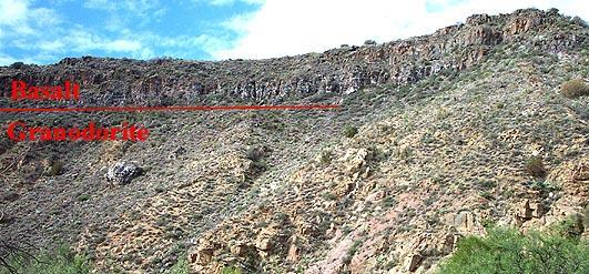 This picture shows the Tertiary basalt lava flows, that came from the Joes Hill volcanic vent, about