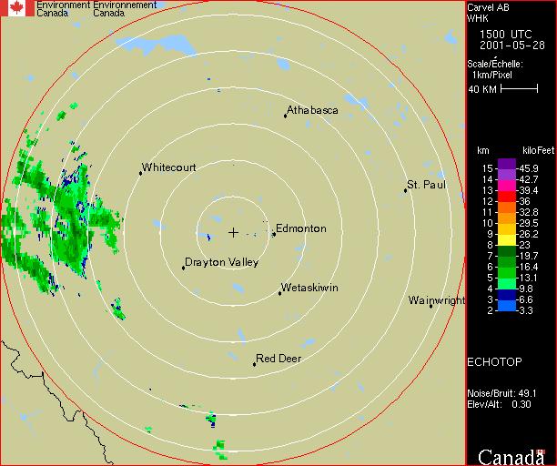 Edmonton, Alberta Radar Echotops 15