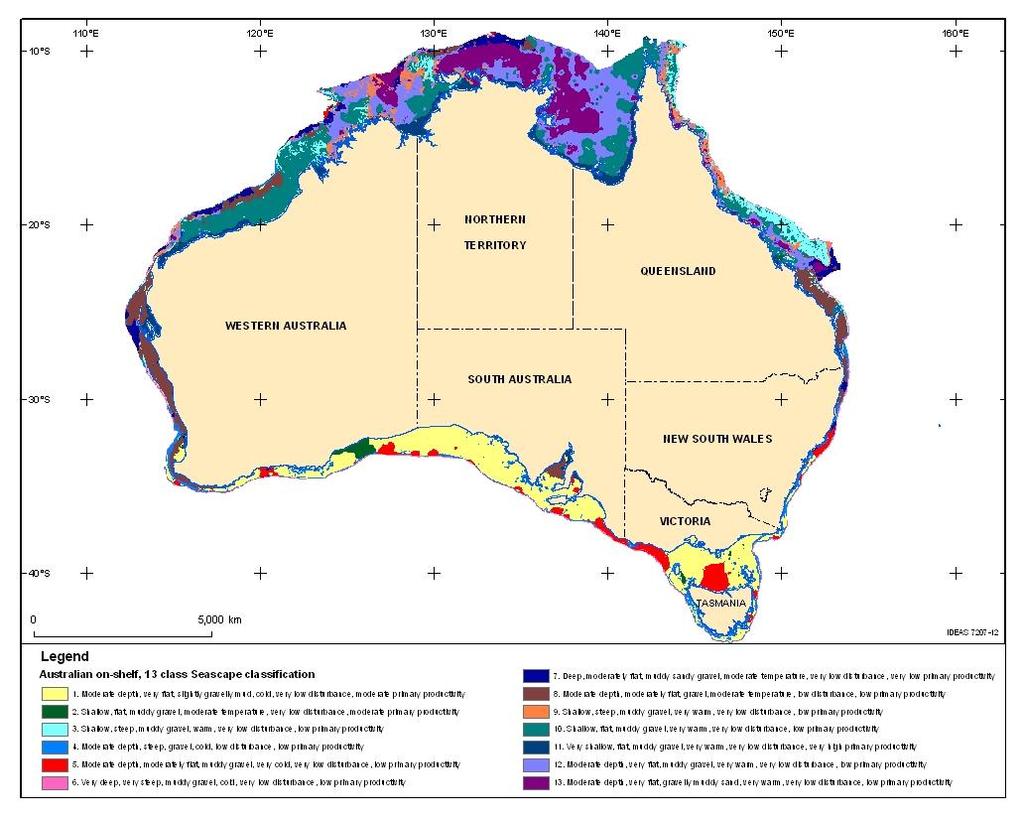 Australia Shelf Seascapes 13 Ecologically unique Seascapes (Unsupervised Classification) 1.