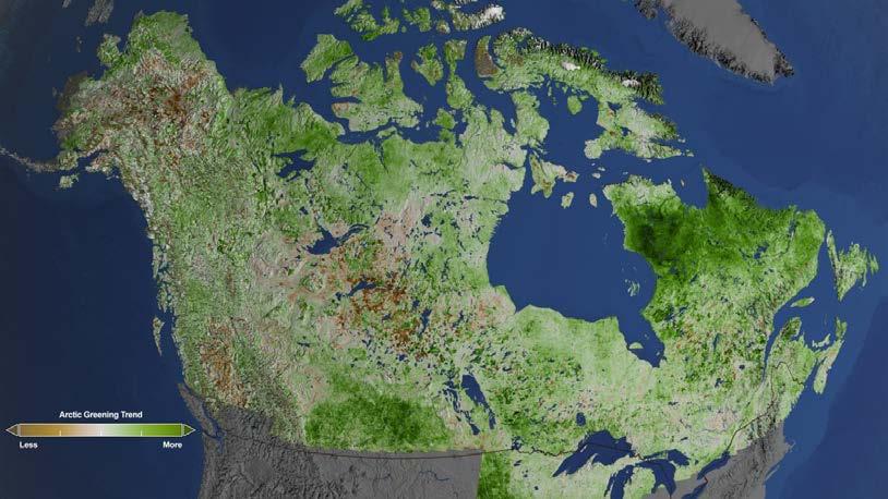 greening in the vegetation across Alaska and Canada.