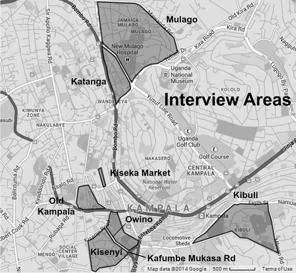 Matthew F. Pietrus Figure 2. Neighborhoods where interviews were carried out. outside the slum share and implies that inside those areas, people don t share the same principles.