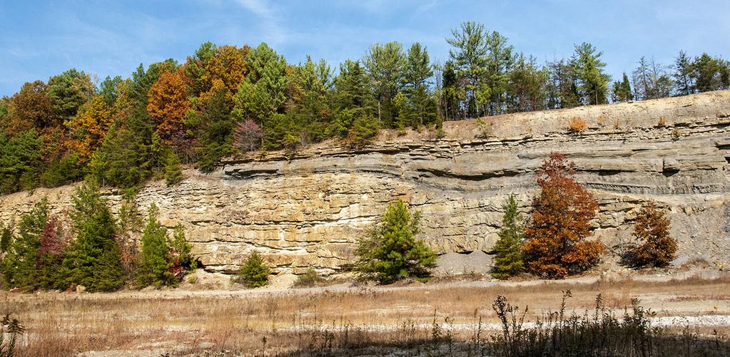 B is for Bedrock, a term used to describe hard solid rock. In Indiana, bedrock is mostly covered with soil or unconsolidated glacial and alluvial deposits.