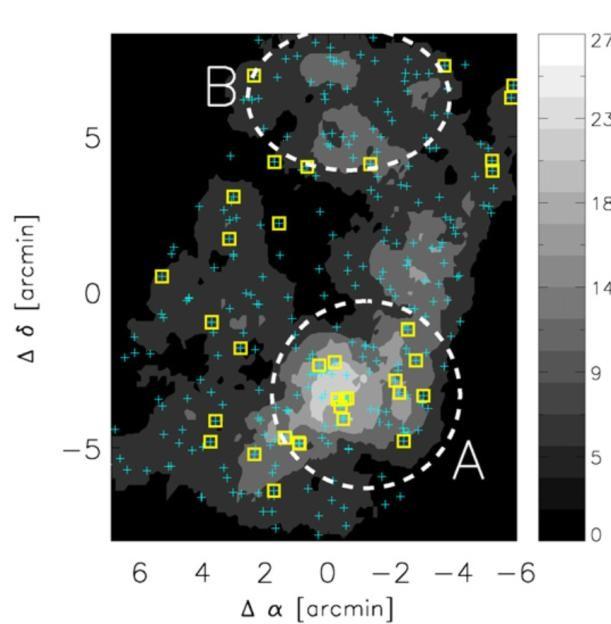 Proto-clusters in Early Universe Discovered a proto-cluster at z=3.7 (t ~ 1.