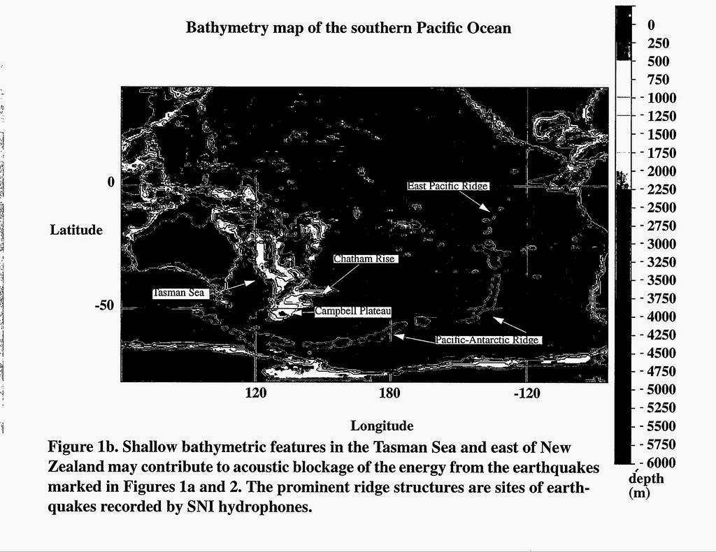h Bathymetry map of the southern Pacific Ocean 25 5 Lati tude -5 12 18-12 Longitude Figure lb.