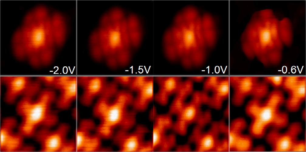 Figure 6 The top part: STM images (3 nm 3 nm, I= 0.