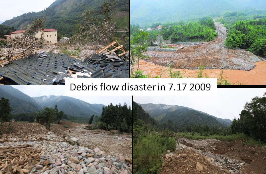 Fig.6 Debris flow occurred in Gangou Gully,2009 Secondary Mountain Hazards Triggered by the 7 Ms Lushan Earthquake, 20 April 2013 Ms 7.