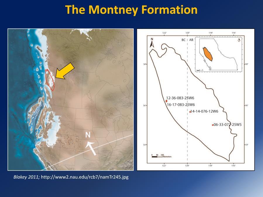 Presenter s notes: The Montney is a Lower Triassic siltstone formation that was deposited on the western margins of Pangea in shallow marine settings.