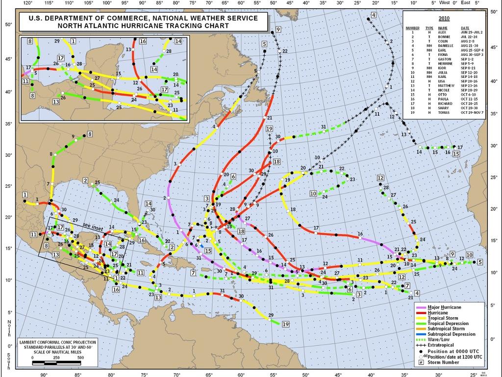 2010 Tropical Storms and Hurricanes 2010 Forecast: A very active season, w/5 intense