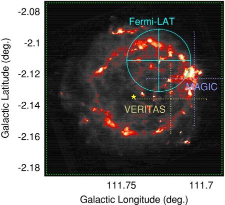 Cas A (Abdo et al. 2010) VLA 20 cm radio map of the Cas A supernova shell (Anderson & Rudnick 1995).