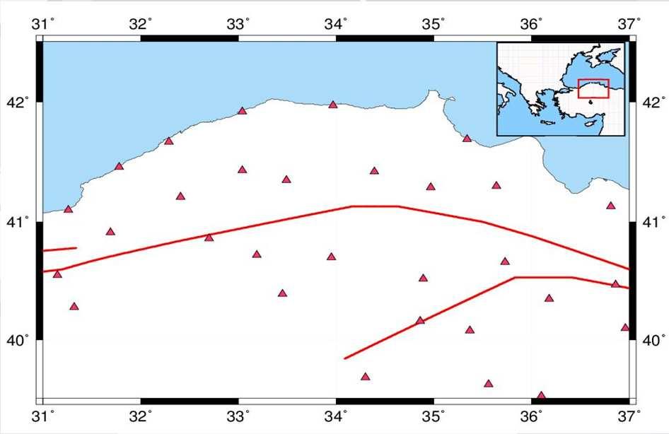 The distribution of 30 common points in the test area Turkey is located in