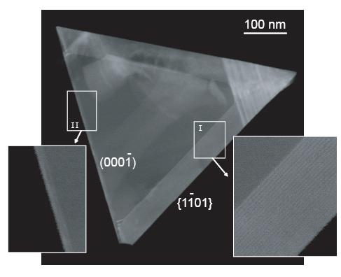 Supplementary Figure S1. Dark-field cross-sectional STEM image of a 26MQW NW structure showing non-uniform shell coating. Scale bar is 100 nm. The image was recorded along the [11-20] zone axis.