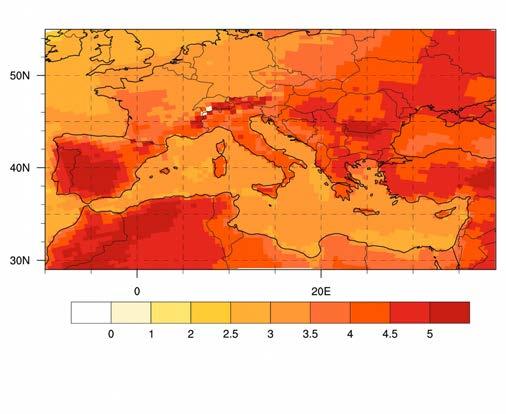 Impact of the high-resolution SST representation T2m climate change signal is modified over sea and surrounding lands Enhanced drying over sea and surrounding lands in T2m ( C)