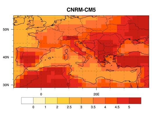 Summer climate change signal in the run Large-scale climate change signal is consistent in the GCM and RCMs runs T2m (
