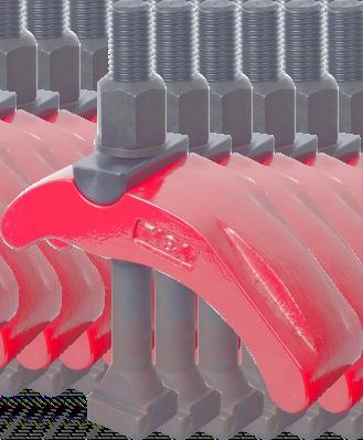 4.5 Press Mould Clamp Material: Clamp, Fulcrum and Saddle: High tensile S G Iron, Enamelled in Flame Red colour.