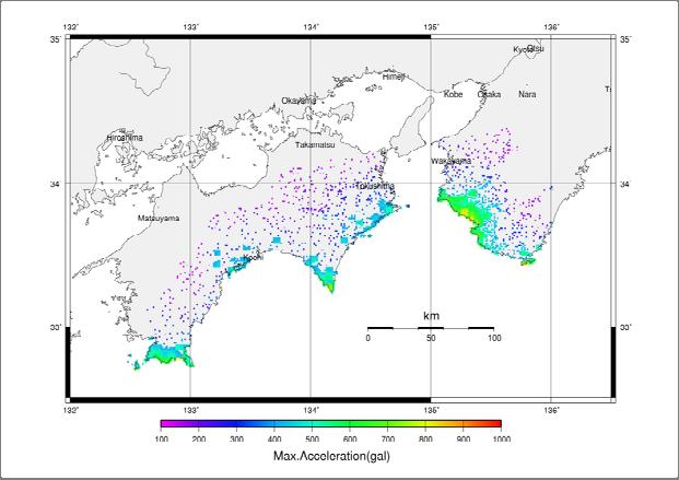 STRONG GROUND MOTIONS USED FOR DYNAMIC ANALYSIS In dynamic analysis of the NPP (ABWR) model, we used strong motions simulated by the Central Disaster Prevention Council (the work of Tokai earthquake