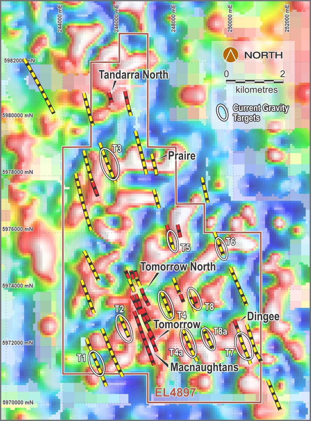 Figure 6: Tandarra Gold Project showing location of Gravity and DGPR geophysical